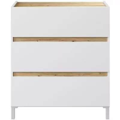 Commode TEMPUS 3 tiroirs - Chêne nodi et blanc - L79 x P41 x H90 cm
