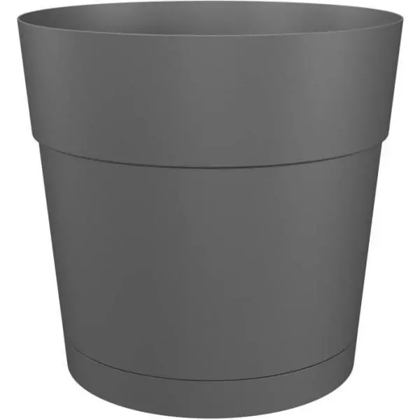 ARTEVASI Pot de fleurs rond CAPRI LARGE - Plastique - Réservoir d'eau - diametre 40 cm - Anthracite - 39,1 x 39,1 x 37 cm