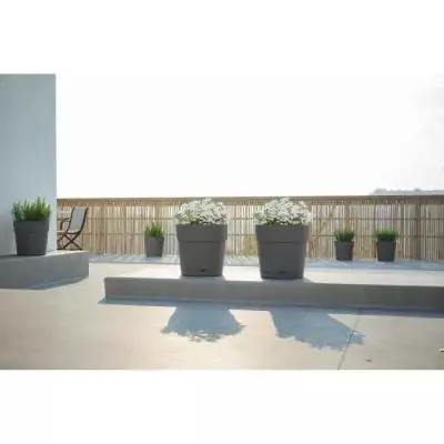 Pot de fleurs rond Capri Large - Réservoir d'eau - Ø 40 cm - Anthracite