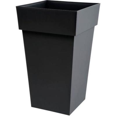 Pot de fleur haut carré Toscane - 39 x 39 x H 65 cm - Gris anthracite