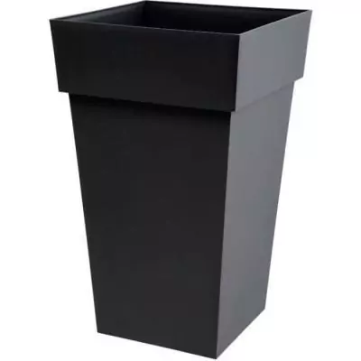Pot de fleur haut carré Toscane - 39 x 39 x H 65 cm - Gris anthracite