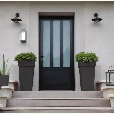 Pot de fleur haut carré Toscane - 39 x 39 x H 65 cm - Gris anthracite