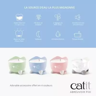 Fontaine à eau automatique pour chat - 2,5 L - Bleu - Idéale pour l'hydratation de votre félin!