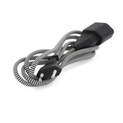 Extension textile noire/blanc 6A - 1,5m-Fiche noire