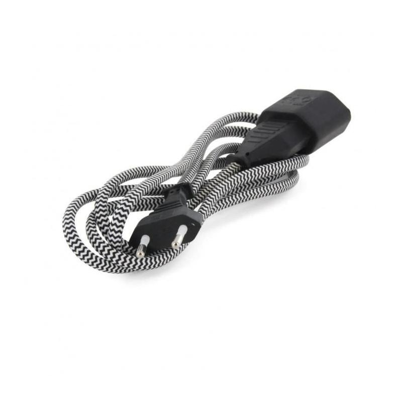 Extension textile noire/blanc 6A - 1,5m-Fiche noire