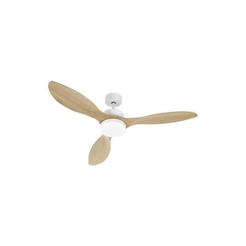 Ventilateur de plafond OKLAHOMA Blanc & Bois - Ø137cm 100W + LED