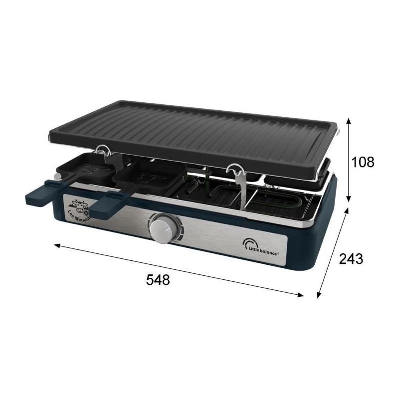 Appareil à raclette rectangulaire - LITTLE BALANCE - Maxi Grill & Cheese - Meuuh / poivre - 8 pers