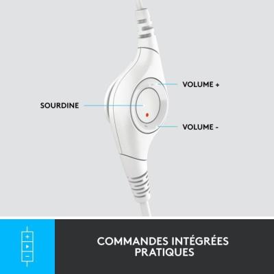 Casque Filaire Logitech H390 Blanc - Stéréo, Microphone Antibruit