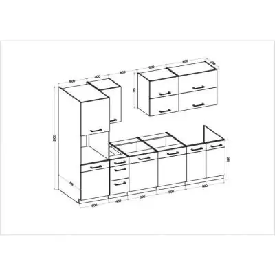 ROCK Cuisine complète 300 cm Chêne Lancelot et Blanc brillant