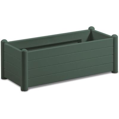 Bac à fleurs rectangulaire 100x43xH35cm - Finition bois - Vert foncé