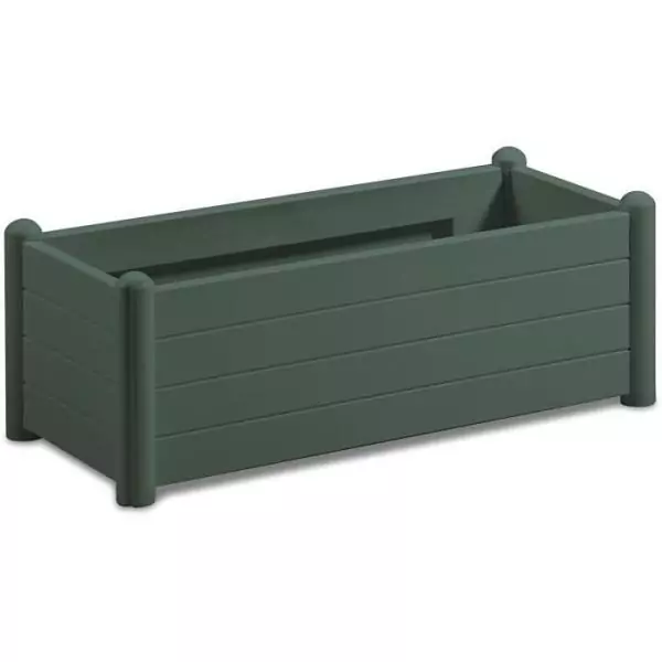 STEFANPLAST Bac a fleurs/Jardiniere rectangulaire ITALIA - Finition effet bois - 100x43xH35cm - 80L - Vert foncé