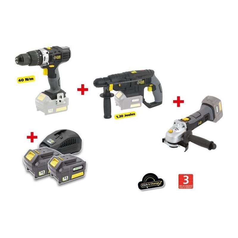 PACK X-FIT « GROS OEUVRE » 3 machines 18V + 2 batteries 18V 3.0Ah