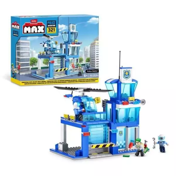 Set de construction - ZURU - Police Station Medium - 321 pieces - Poste de police - Héliport inclus