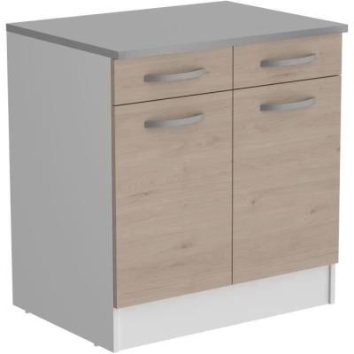 Meuble bas 2 portes + 2 tiroirs OSLO - Chene Jackson