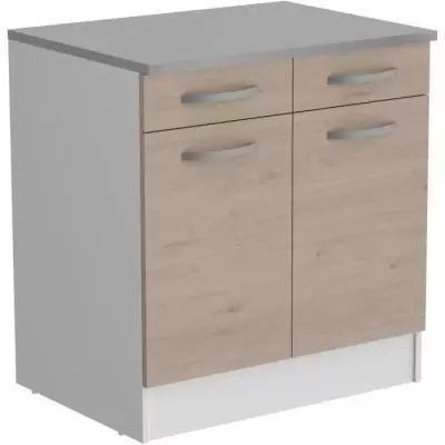 Meuble bas 2 portes + 2 tiroirs OSLO - Chene Jackson