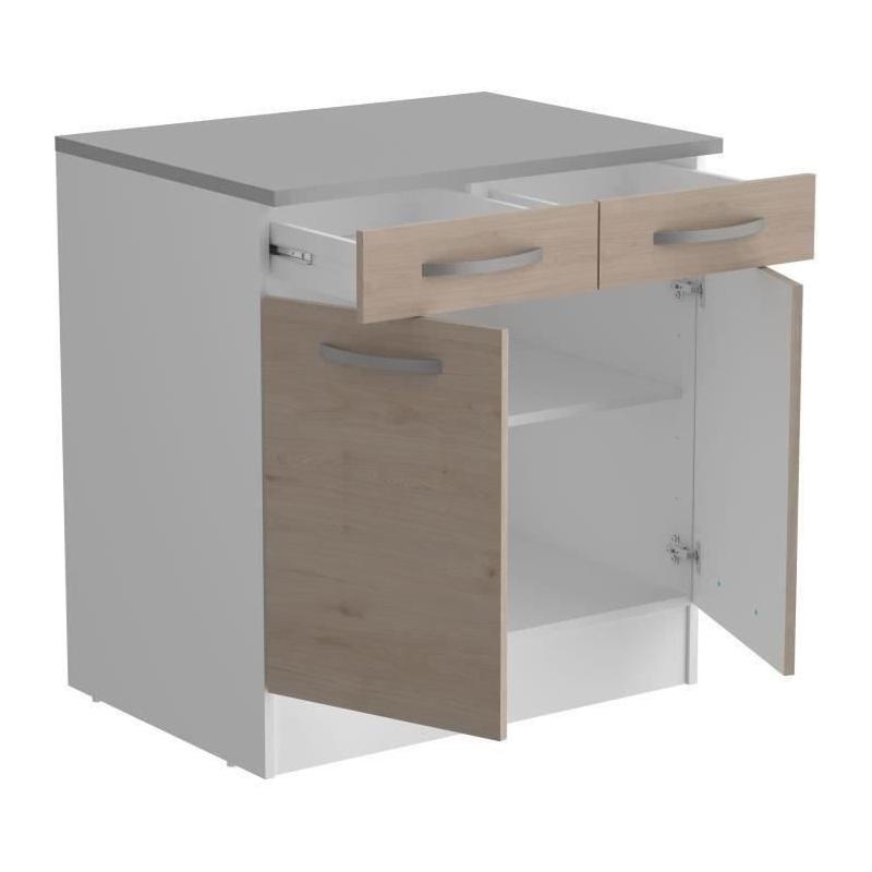 Meuble bas 2 portes + 2 tiroirs OSLO - Chene Jackson