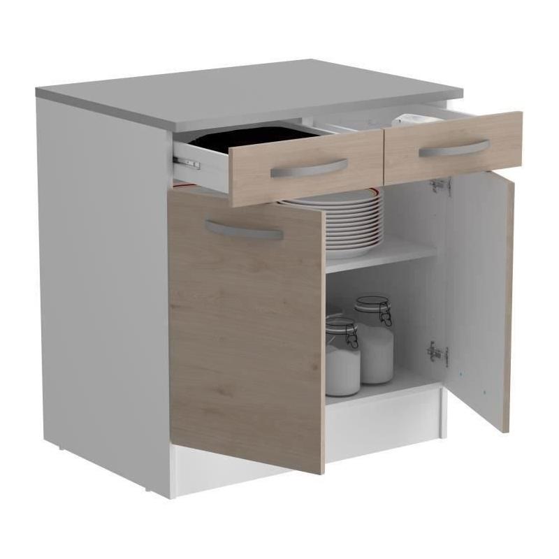 Meuble bas 2 portes + 2 tiroirs OSLO - Chene Jackson