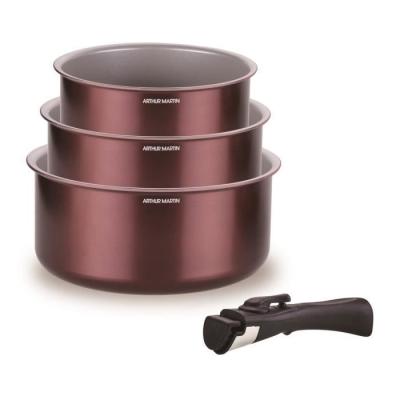Ensemble de casseroles ARTHUR MARTIN - Idéal pour tout feu - 16/18/20 cm + poignée amovible