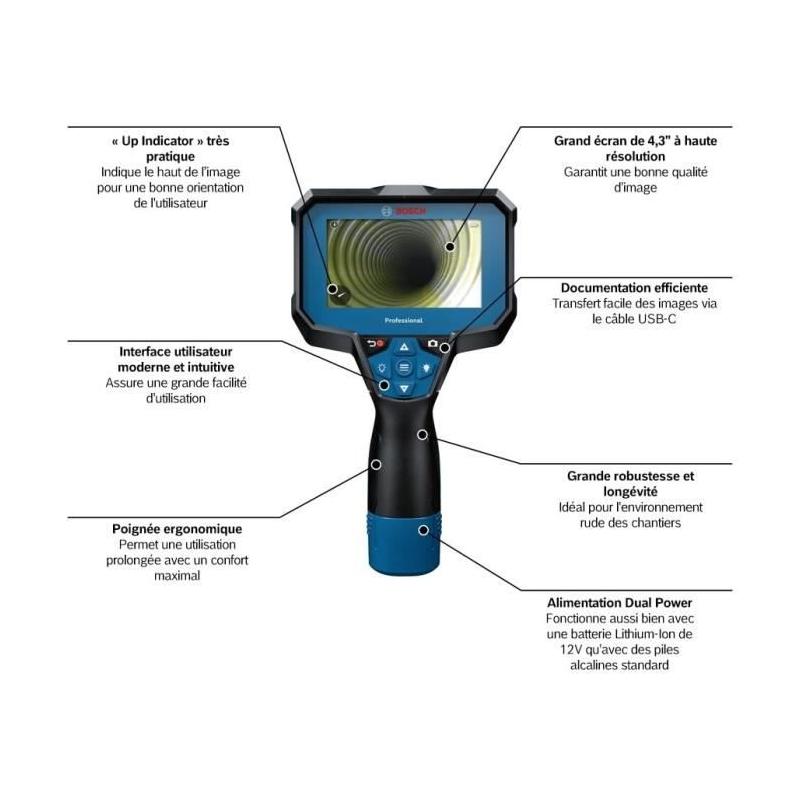 Caméra d'inspection Bosch Professional GIC 12V-4-23 C - Idéale pour détecter les matériaux