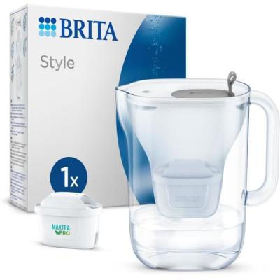 Carafe filtrante BRITA Style grise (2,4L) avec MAXTRA PRO : pureté garantie