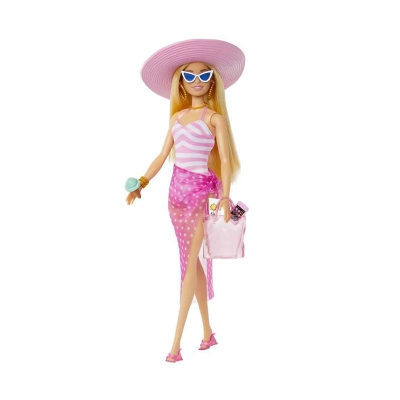 Barbie Plage: Poupée blonde en maillot de bain et accessoires
