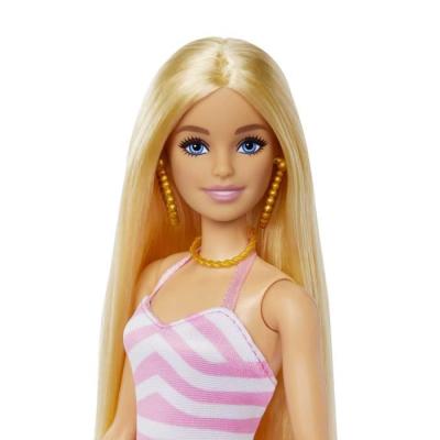 Barbie Plage: Poupée blonde en maillot de bain et accessoires
