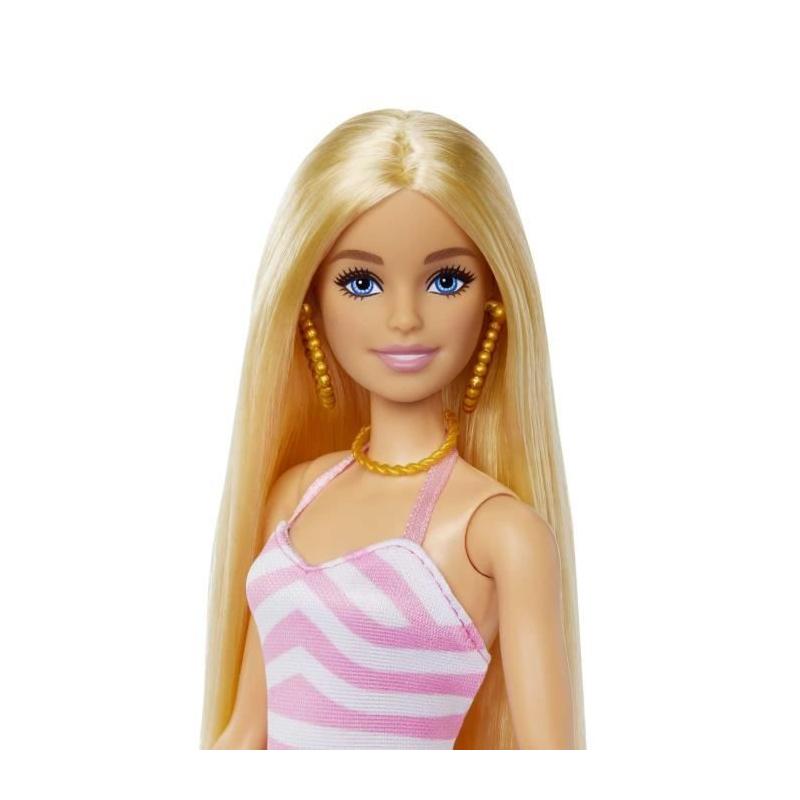 Barbie Plage: Poupée blonde en maillot de bain et accessoires