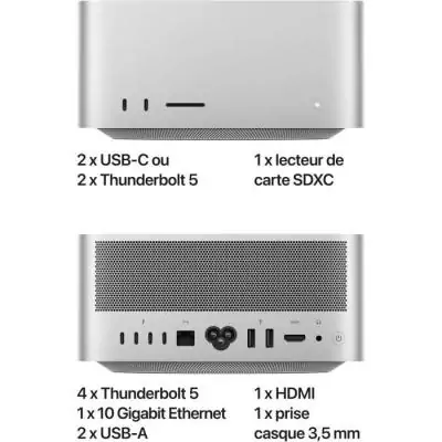 Apple Mac Studio - 1To SSD - 96Go RAM - Puce M3 Ultra chip - 28 coeurs CPU - 60 coeurs GPU
