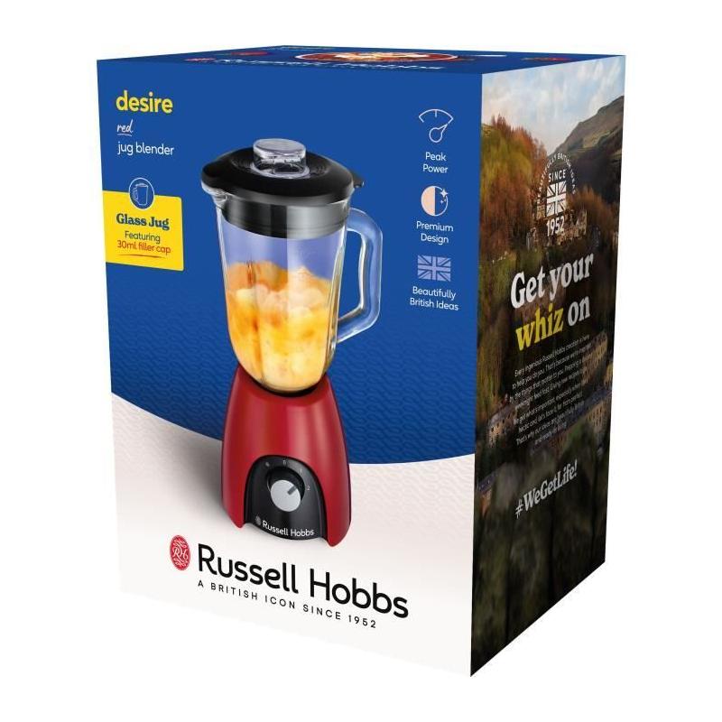 Mélangeur RUSSEL HOBBS Desire Rouge - 650 W - 2 vitesses + Pulse