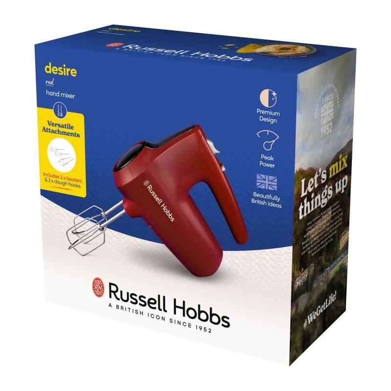 Batteur à main RUSSEL HOBBS Desire Red - 185 W - 5 vitesses - Rouge