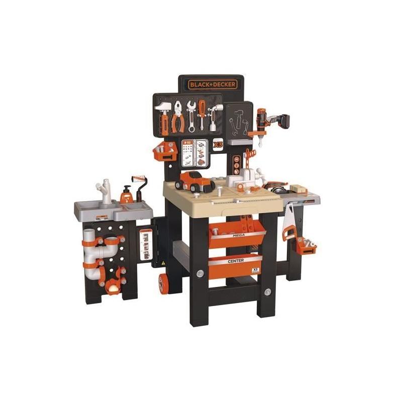 Établi Smoby Black and Decker Mega Center 3 en 1 - Fabrication française
