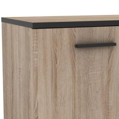 Buffet contemporain Wayne en chêne brossé et noir mat - Made in France