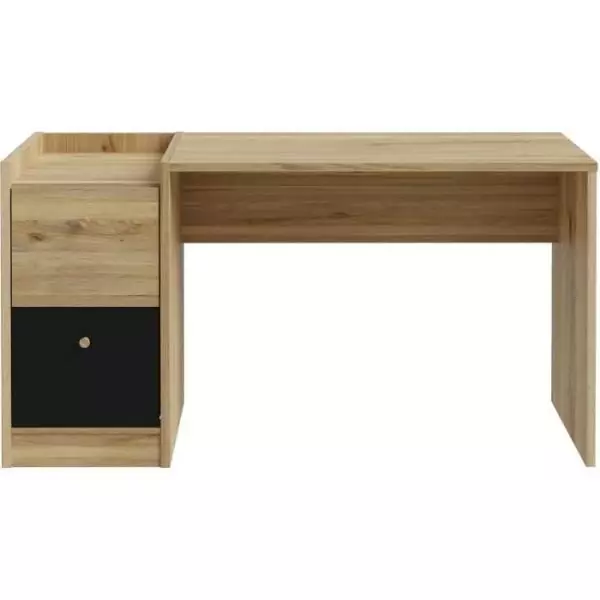Bureau droit COXIM - Chene / Noir - 139,6 x 74 x 59,8 cm