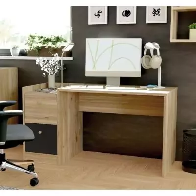Bureau COXIM Chêne/Noir - Compact et Élégant