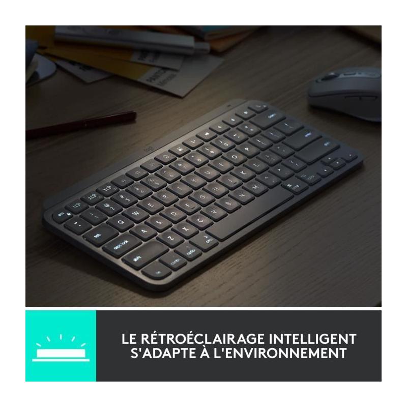 Clavier Logitech MX Keys Mini - Sans fil - Rétroéclairé - Gris clair