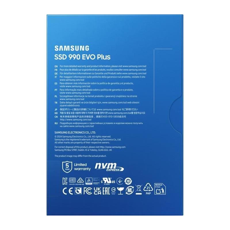 SSD Interne Samsung 990 EVO Plus 2 To - Vitesse lecture jusqu'à 7250 Mo/s