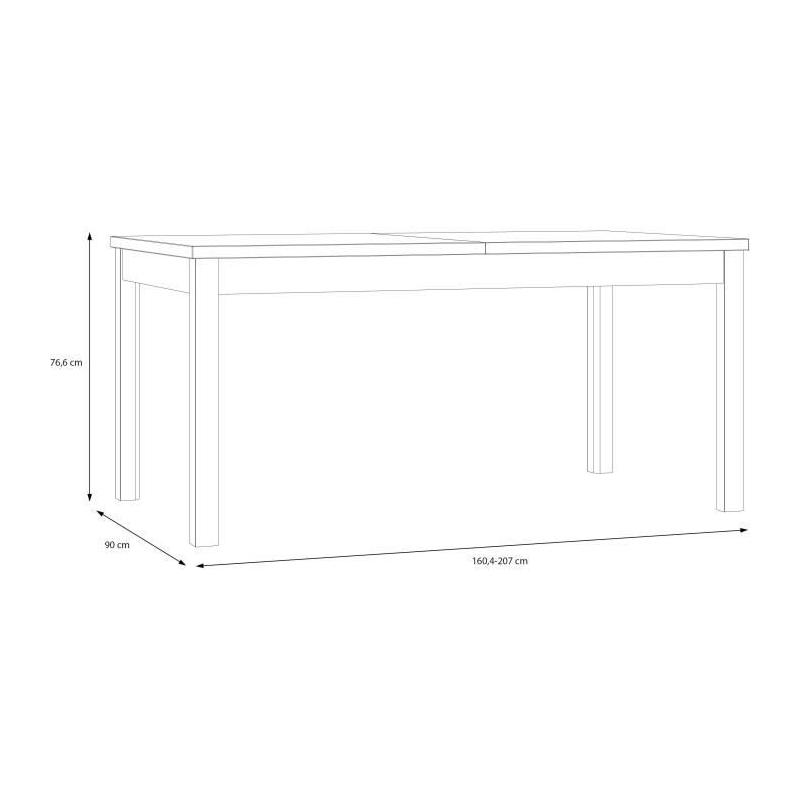 Table à manger extensible synchronisée - COMO Chene - 160/207 x 90 x 76,6 cm