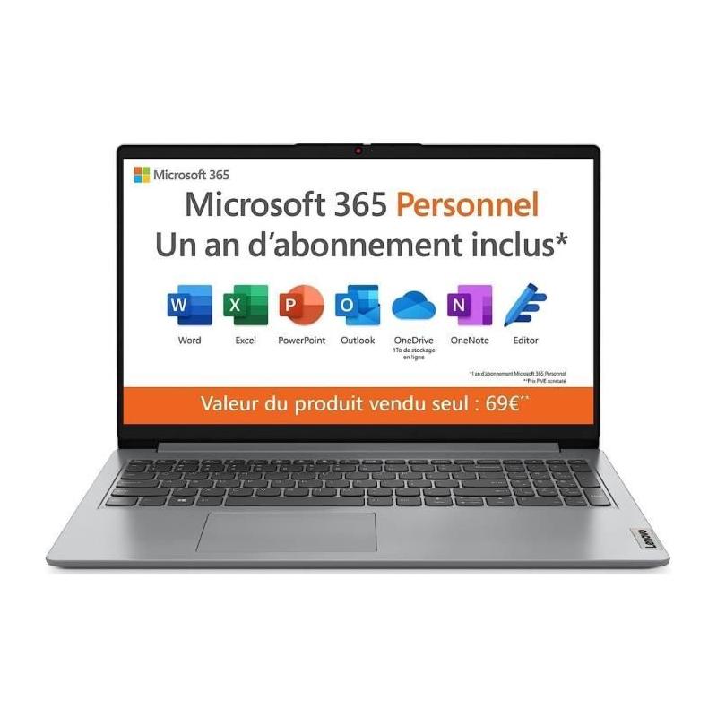 Lenovo IdeaPad 1 15IJL7 Intel® Celeron® N N4500 Ordinateur portable 39,6 cm (15.6") Full HD 4 Go DDR4-SDRAM 128 Go eMMC Wi-Fi 6