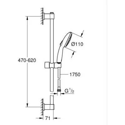 Ensemble de douche GROHE Vitalio Start 110 - Noir et économie d'eau