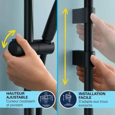 Ensemble de douche GROHE Vitalio Start 110 - Noir et économie d'eau