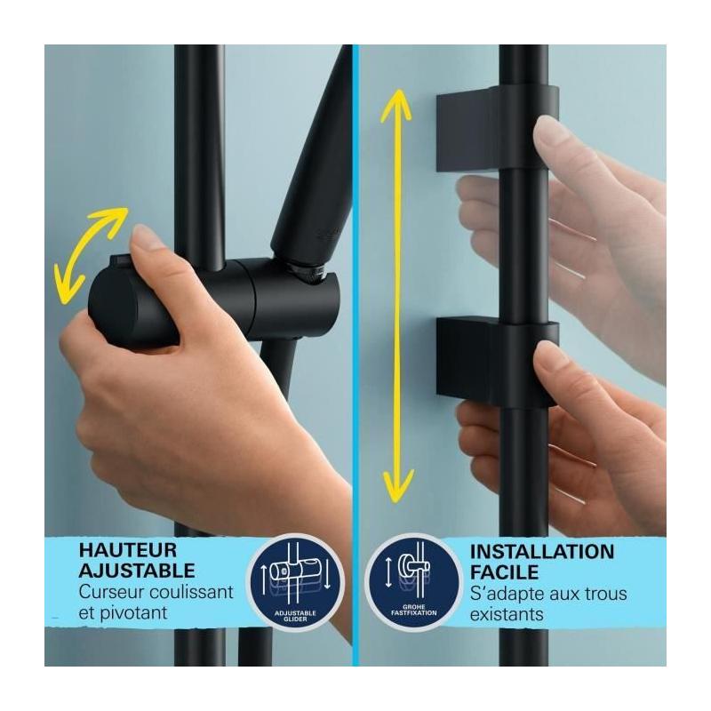 Ensemble de douche GROHE Vitalio Start 110 - Noir et économie d'eau