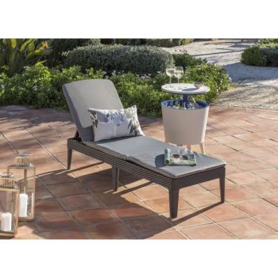 Bain de soleil en résine imitation rotin tressé - Gris - Allibert by KETER