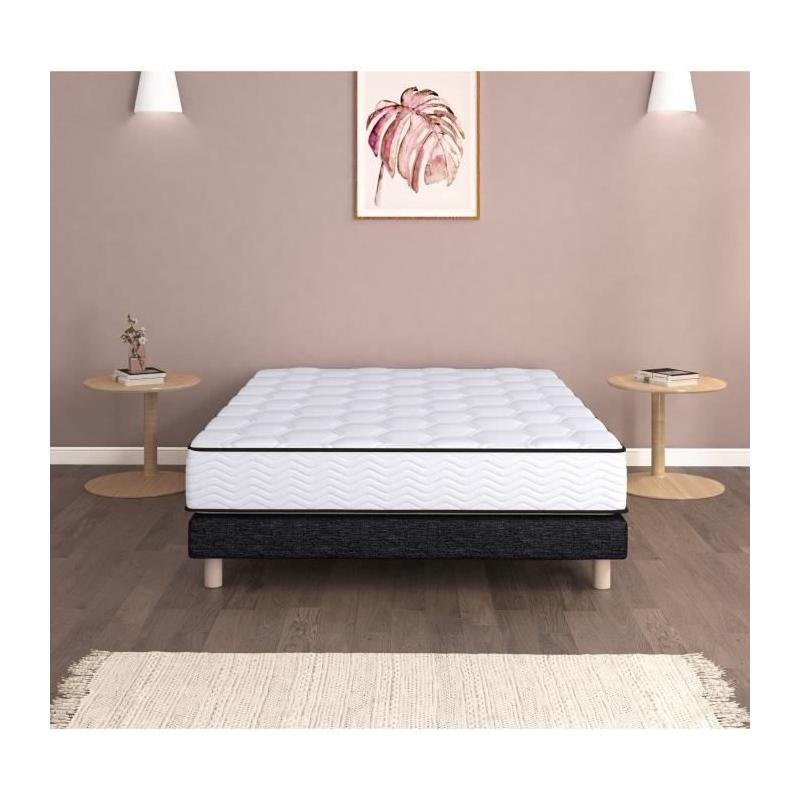 Ensemble sommier et matelas 140x190 cm ferme - 798 Ressorts ensachés et mémoire de forme