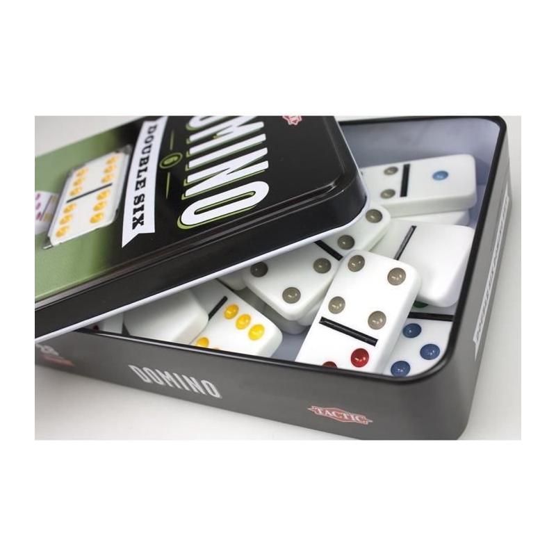 Domino TACTIC Double 6 en boîte métal - Jeu pour Enfants de 5 ans et +