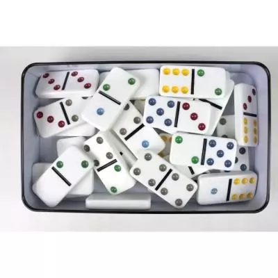 Domino TACTIC Double 6 en boîte métal - Jeu pour Enfants de 5 ans et +