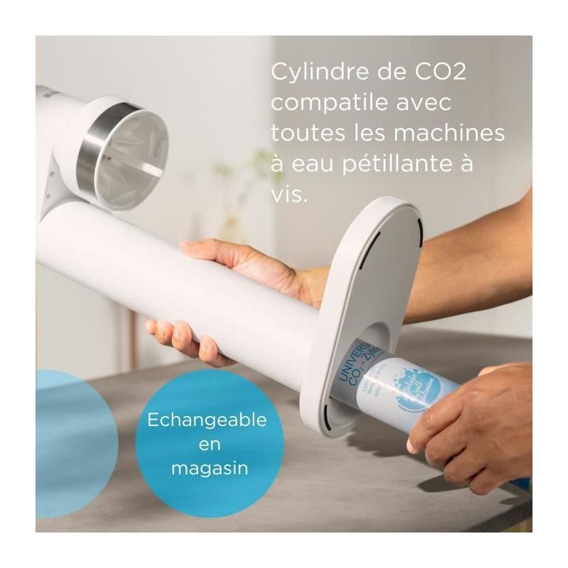 Ensemble BRITA sodaTRIO blanche avec bouteilles en verre et acier inoxydable