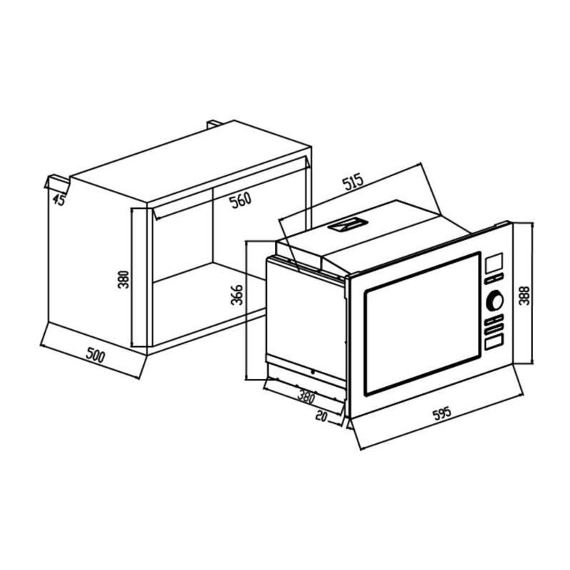 Micro-ondes grill encastrable Continental Edison 25L Noir
