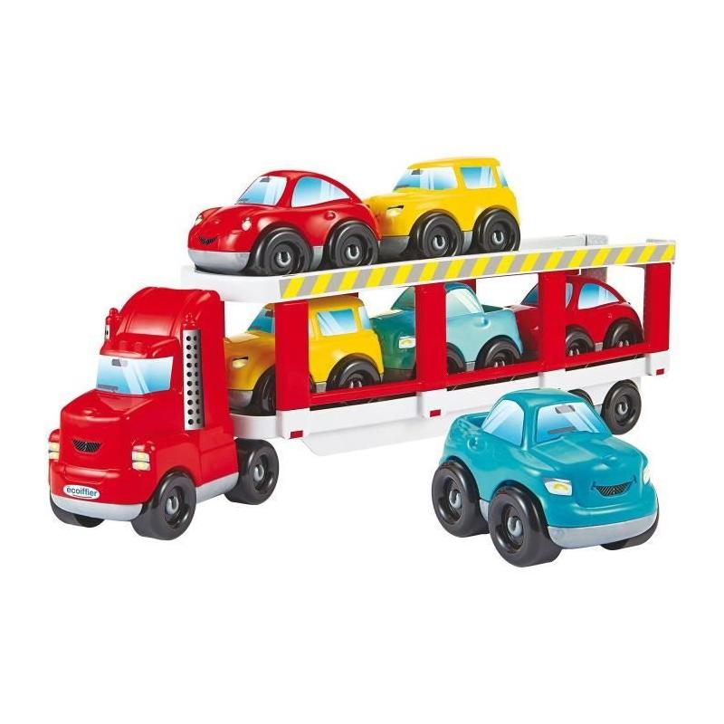Transportez 6 voitures avec ce camion porteur ECOIFFIER - Rouge!