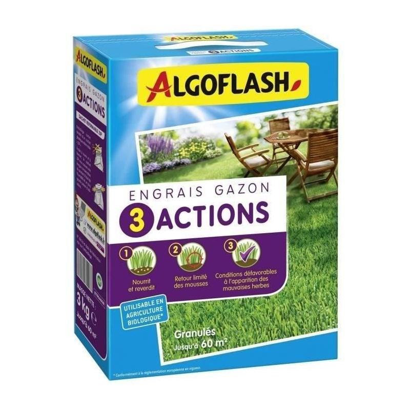 Engrais Gazon AlgoFlash Naturasol - 3 Actions - 3 kg