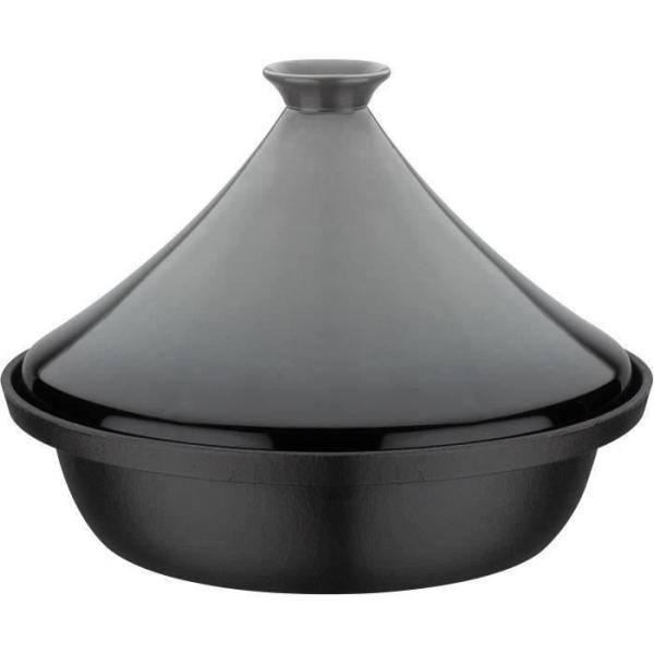 Tajine fonte massive - GSW - 30 x 22 cm - Couvercle céramique - Induction - Gris